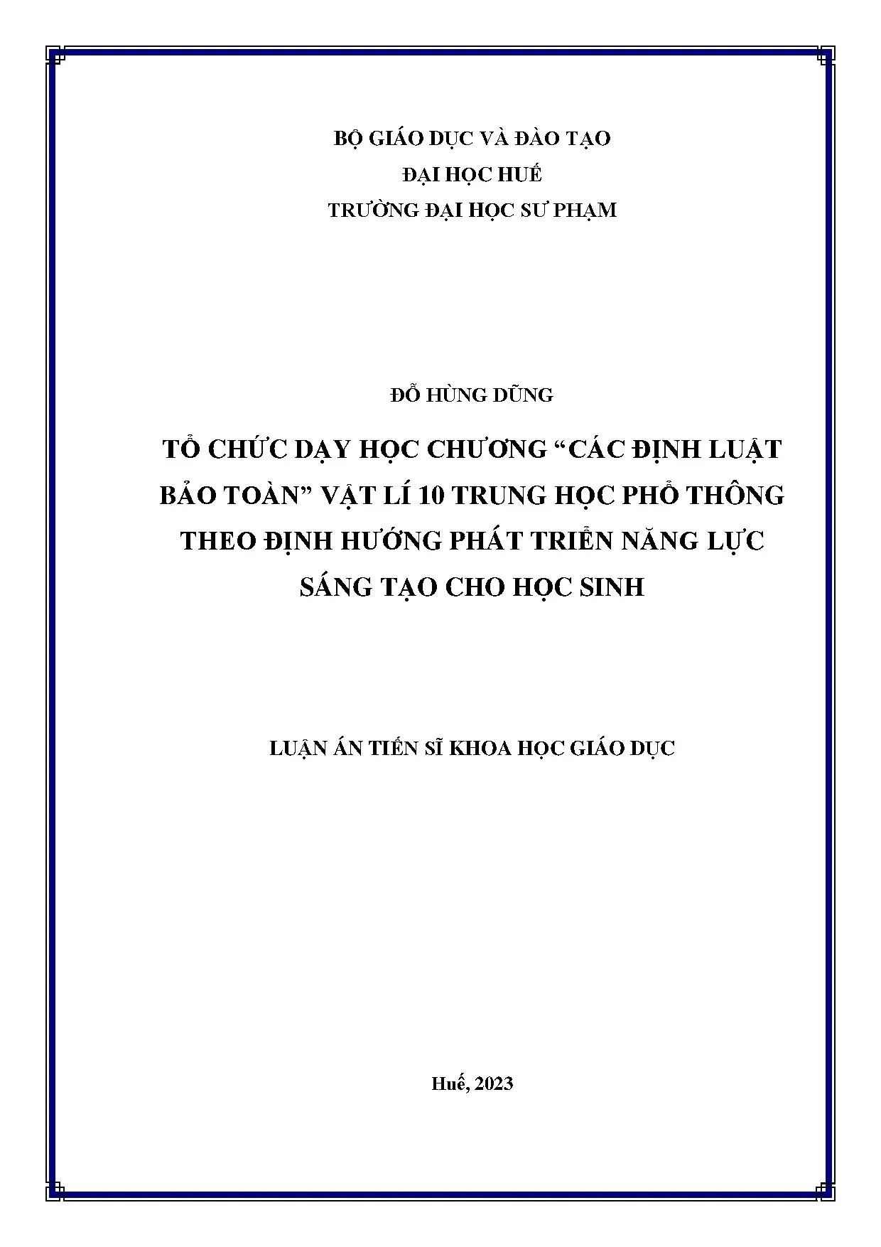 Luận án phát triển năng lực sáng tạo cho học sinh trung học phổ thông