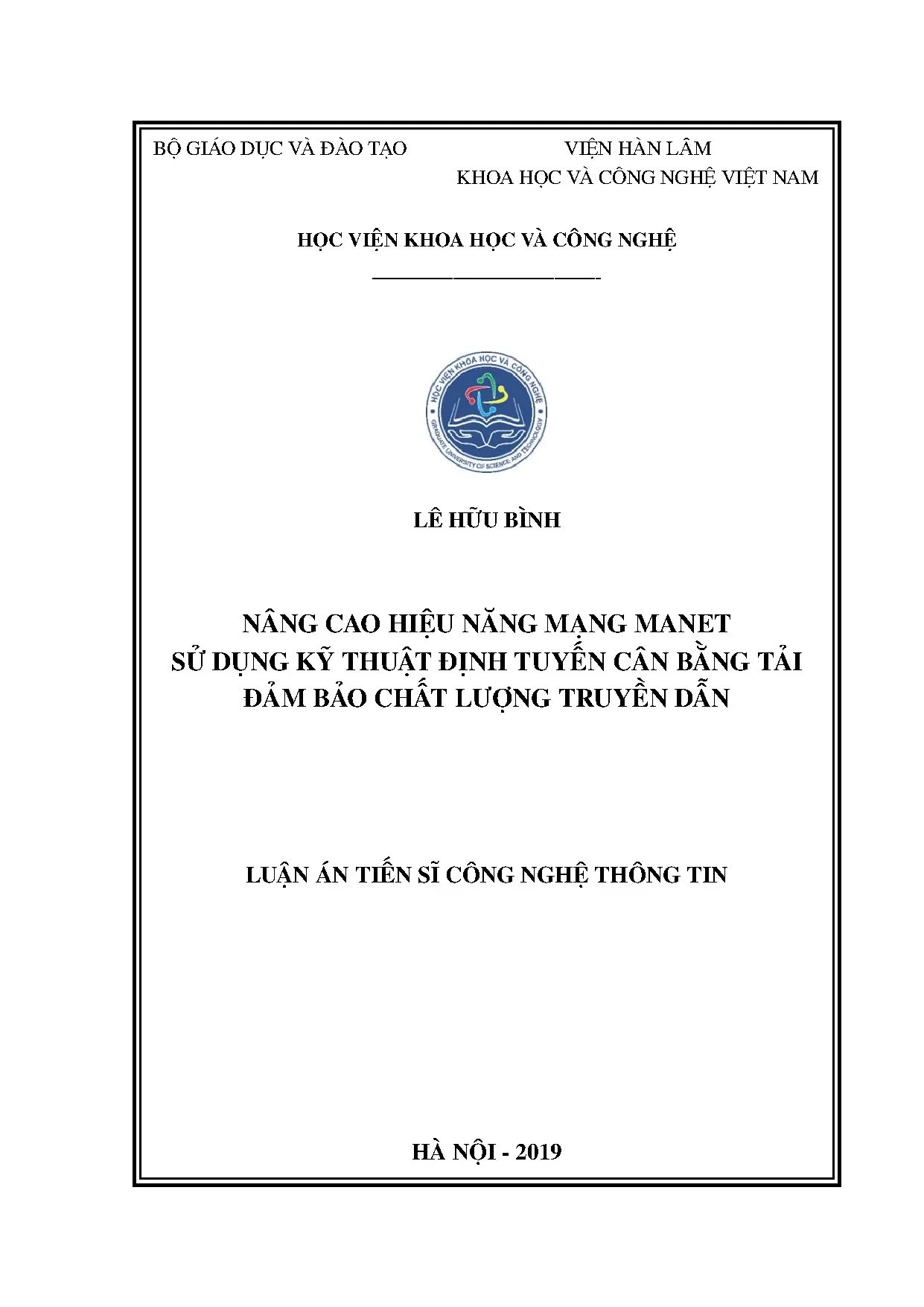 Luận án tiến sĩ nâng cao hiệu năng mạng MANET bằng định tuyến cân bằng tải