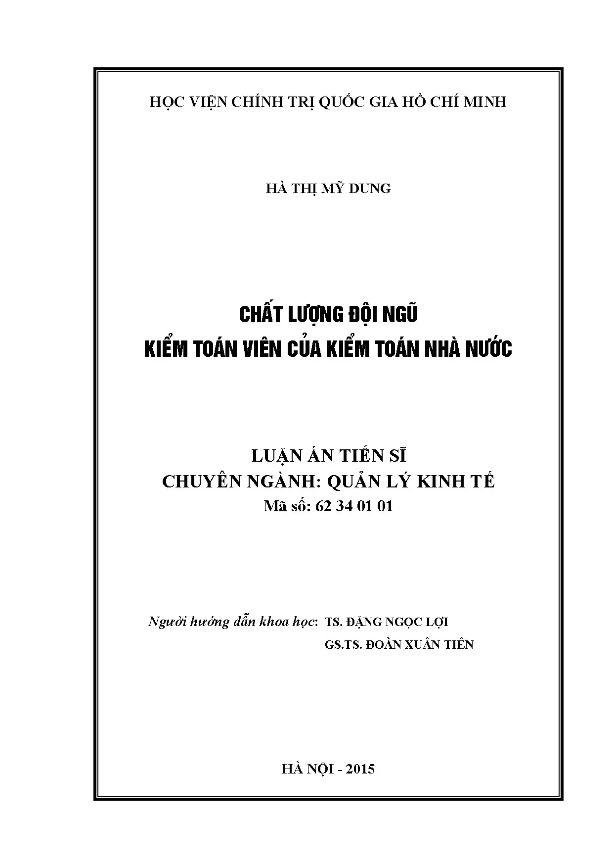 Chất lượng đội ngũ kiểm toán viên Kiểm toán Nhà nước