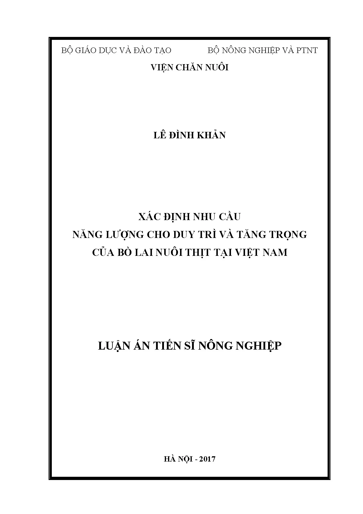 Nhu cầu năng lượng cho bò lai nuôi thịt tại Việt Nam