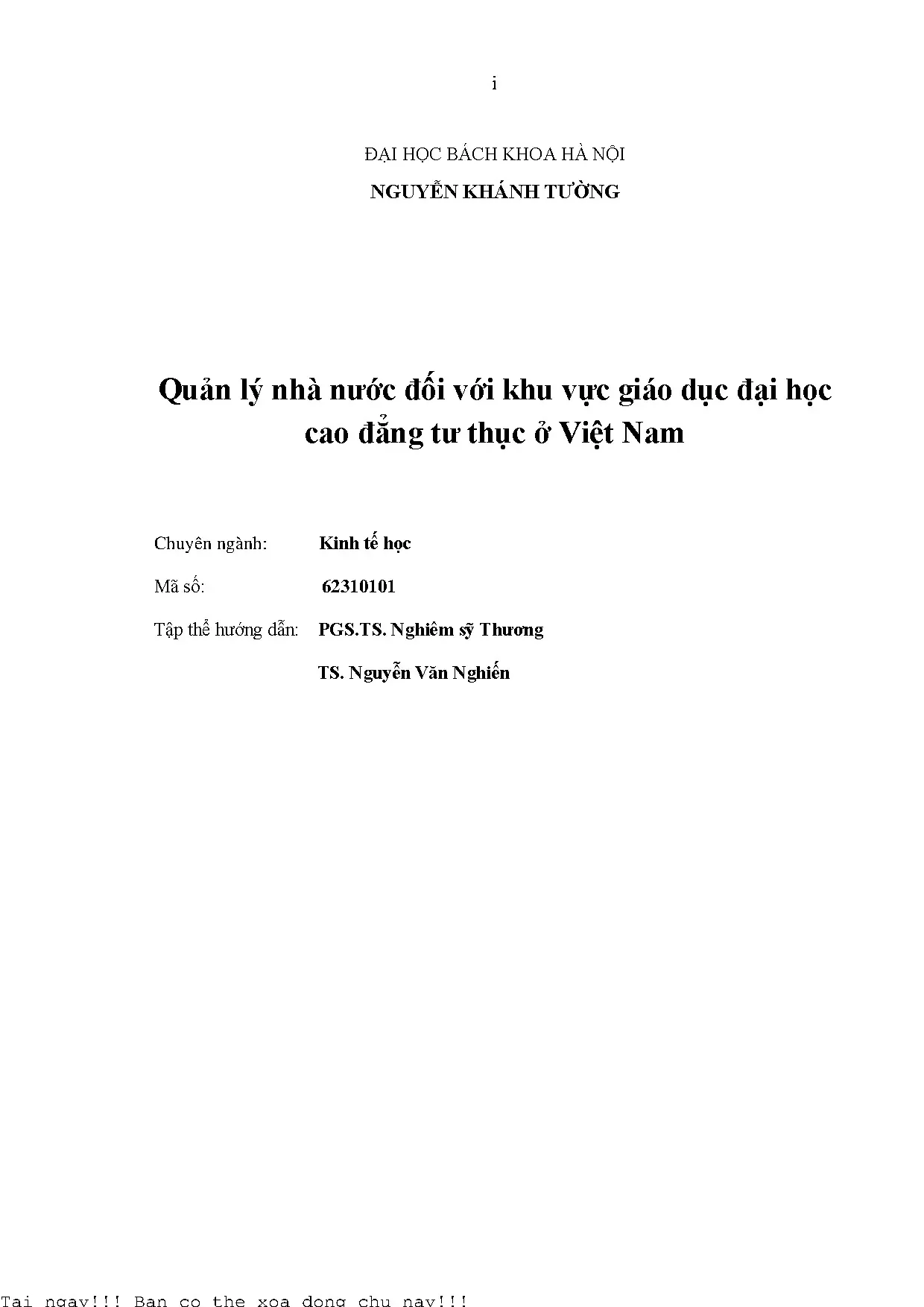 Quản lý nhà nước đối với giáo dục đại học tư thục ở Việt Nam