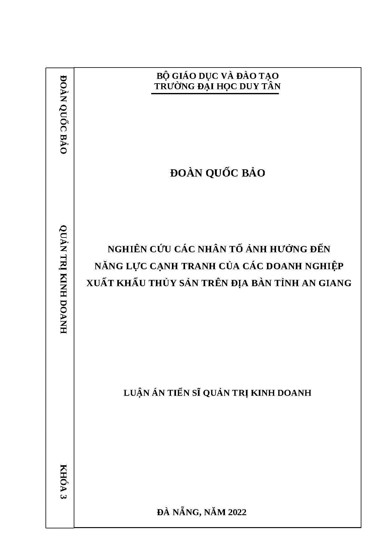 Nghiên cứu nhân tố ảnh hưởng năng lực cạnh tranh doanh nghiệp xuất khẩu thủy sản An Giang