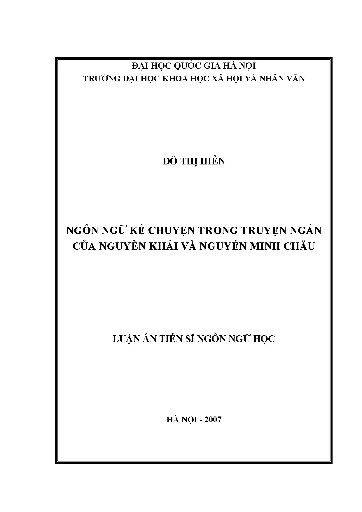 Ngôn ngữ kể chuyện trong truyện ngắn của Nguyễn Khải và Nguyễn Minh Châu