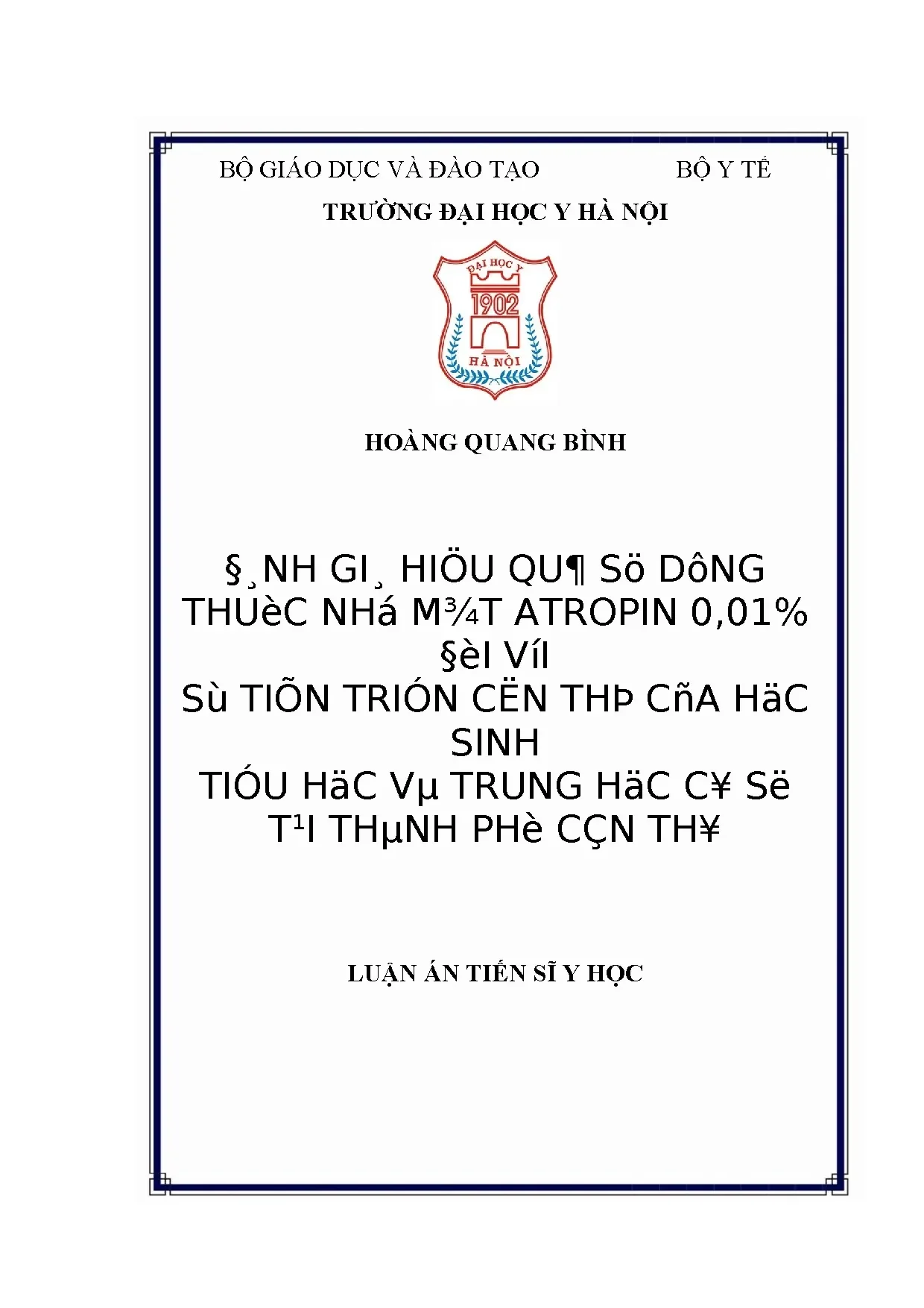 Đánh giá hiệu quả thuốc tra mắt Atropin 0,01% với cận thị