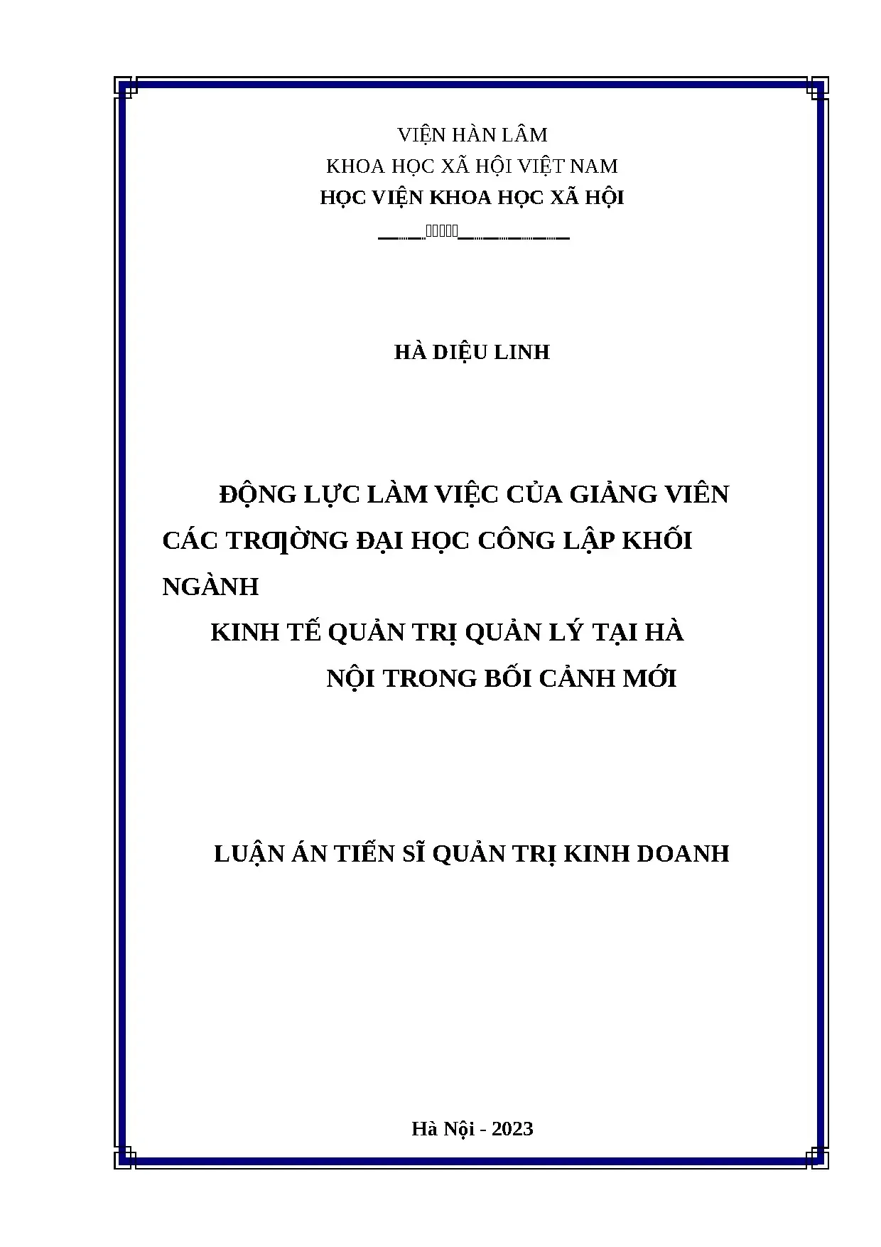 Động lực làm việc giảng viên đại học kinh tế Hà Nội