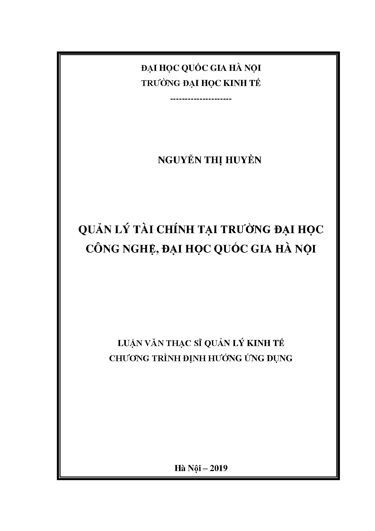 Quản lý tài chính tại Đại học Công nghệ - ĐHQGHN