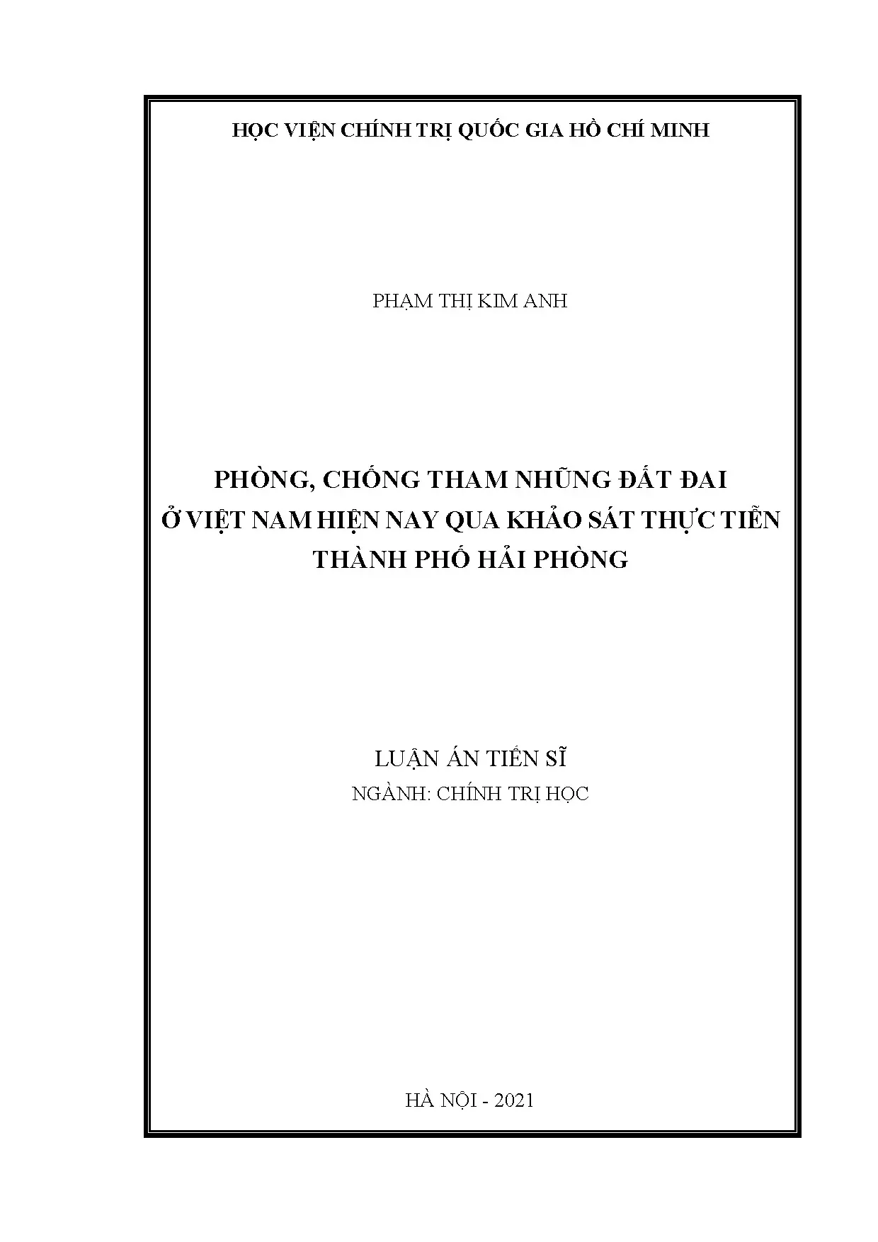 Phòng chống tham nhũng đất đai tại Việt Nam và thực tiễn Hải Phòng