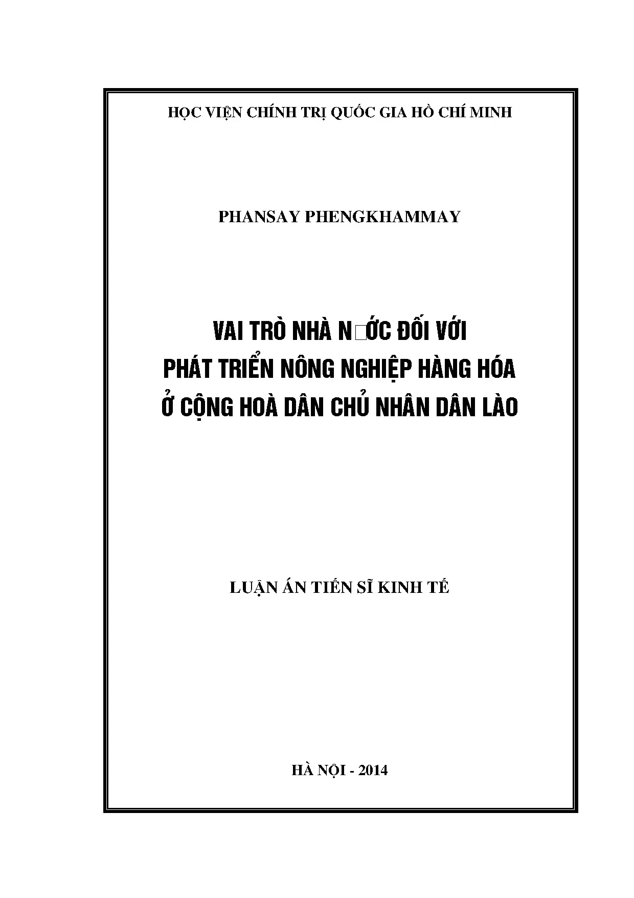 Vai trò Nhà nước với nông nghiệp hàng hóa Lào