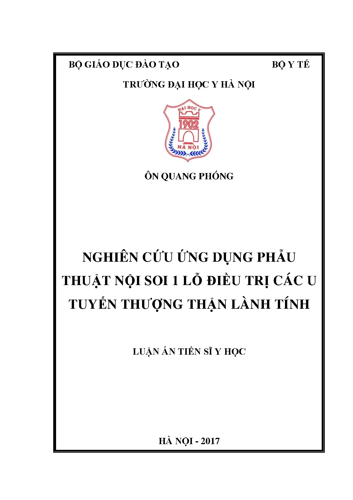 Ứng dụng phẫu thuật nội soi 1 lỗ điều trị u tuyến thượng thận lành tính