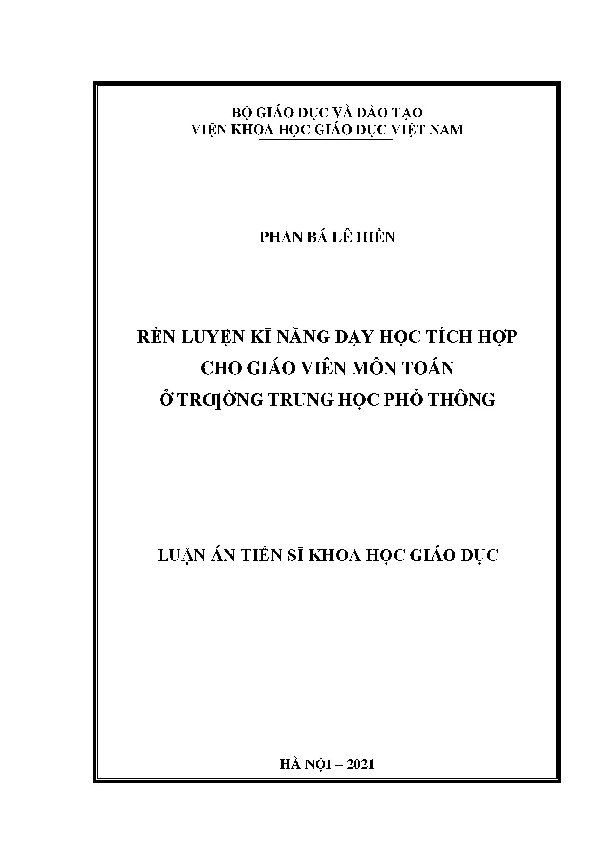Rèn luyện kĩ năng dạy học tích hợp môn toán ở trường trung học phổ thông