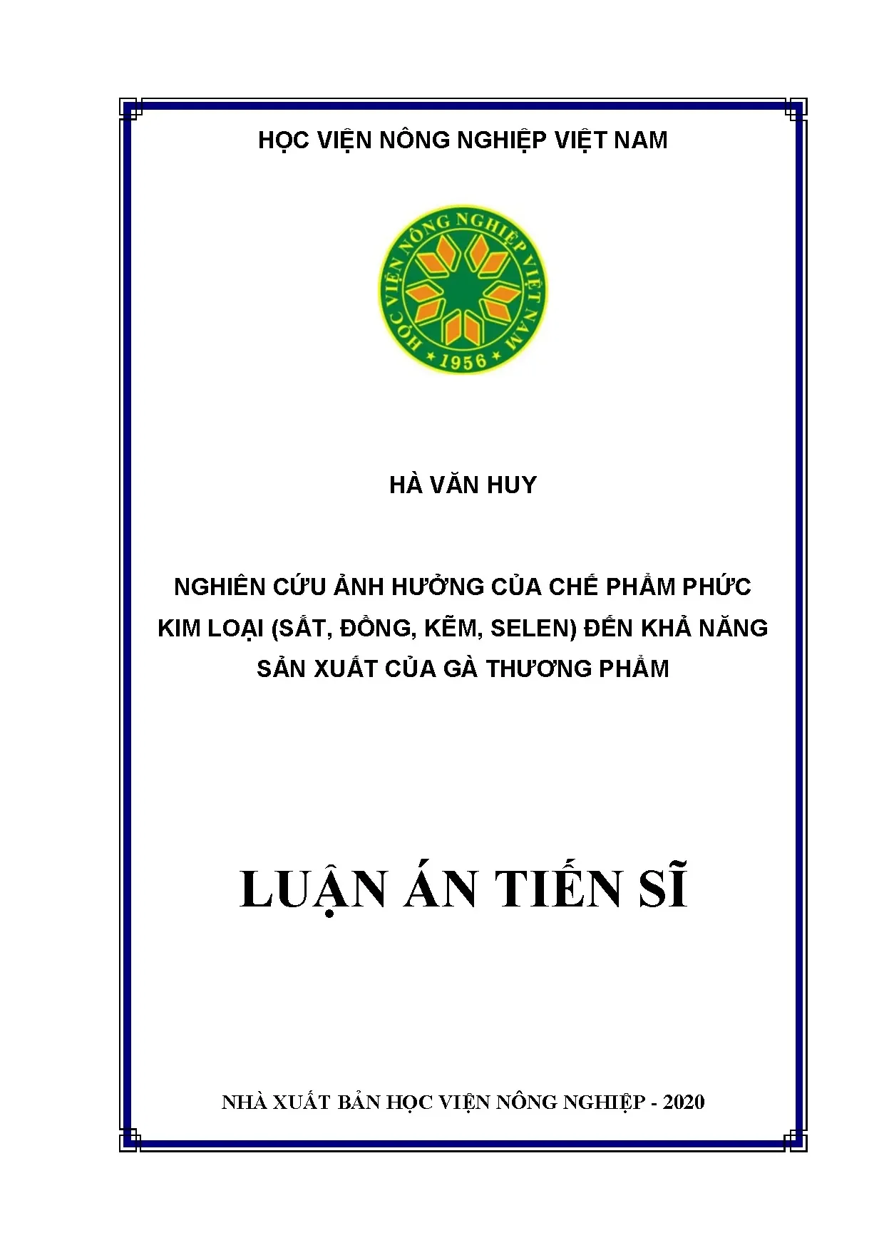 Ảnh hưởng phức kim loại đến năng suất gà thương phẩm