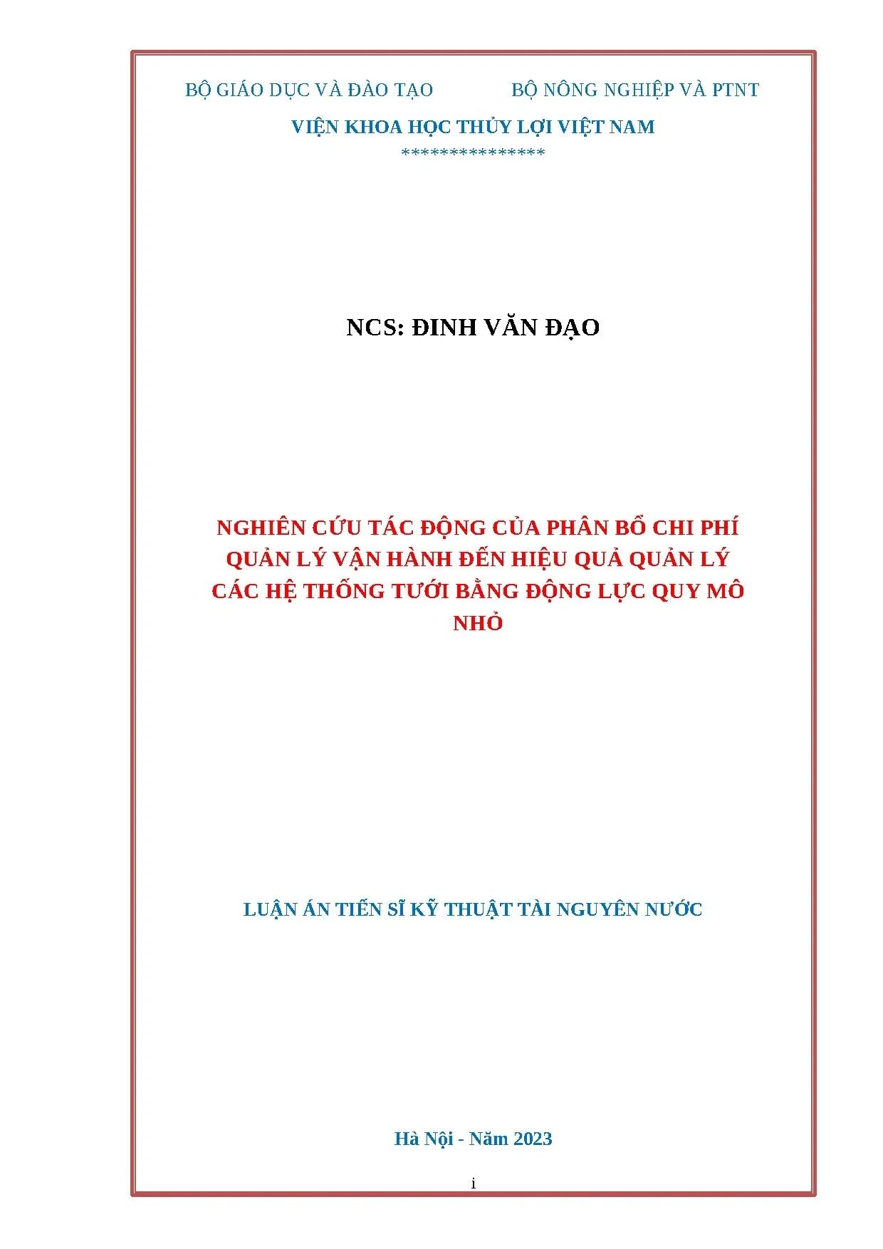 Phân bổ chi phí quản lý vận hành tác động hiệu quả hệ thống tưới động lực