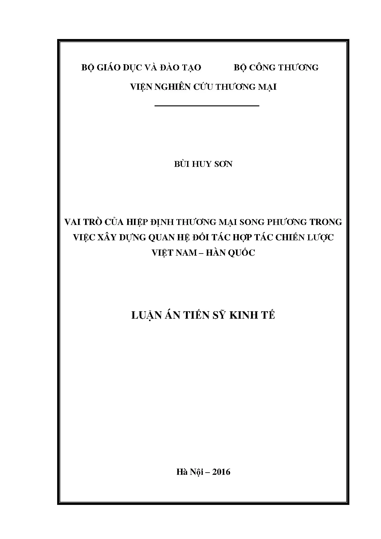 Vai trò hiệp định thương mại song phương Việt Nam - Hàn Quốc