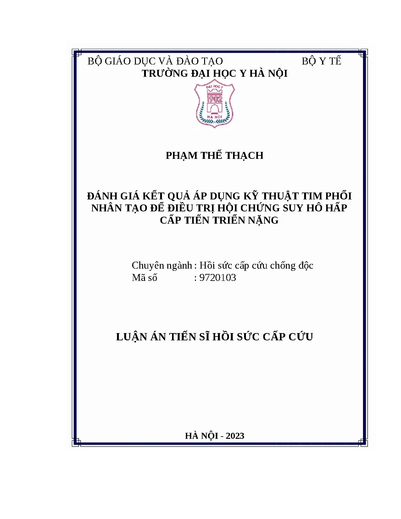 Luận án tiến sĩ hồi sức cấp cứu: ECMO trong điều trị ARDS