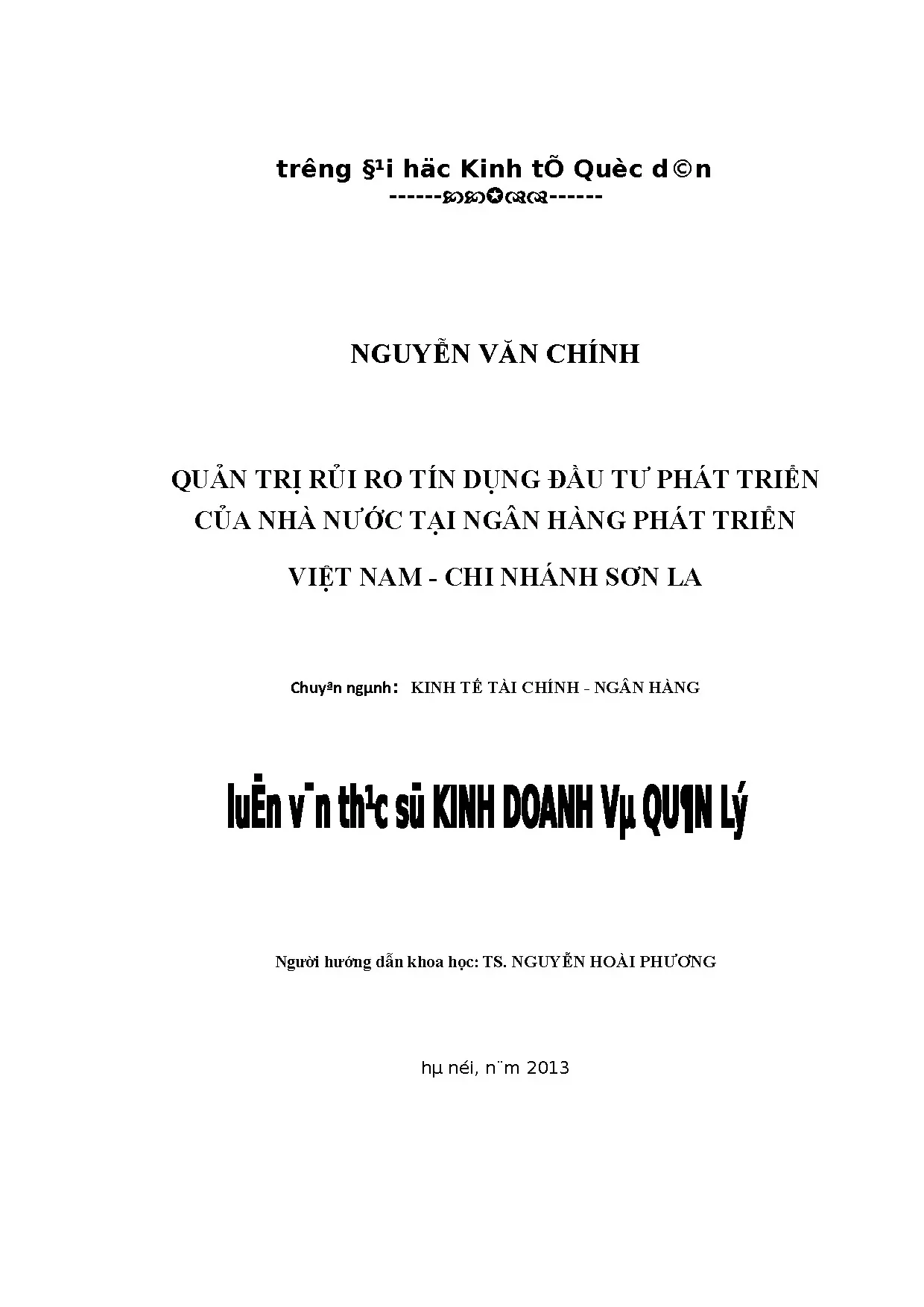 Quản trị rủi ro tín dụng ngân hàng phát triển Sơn La