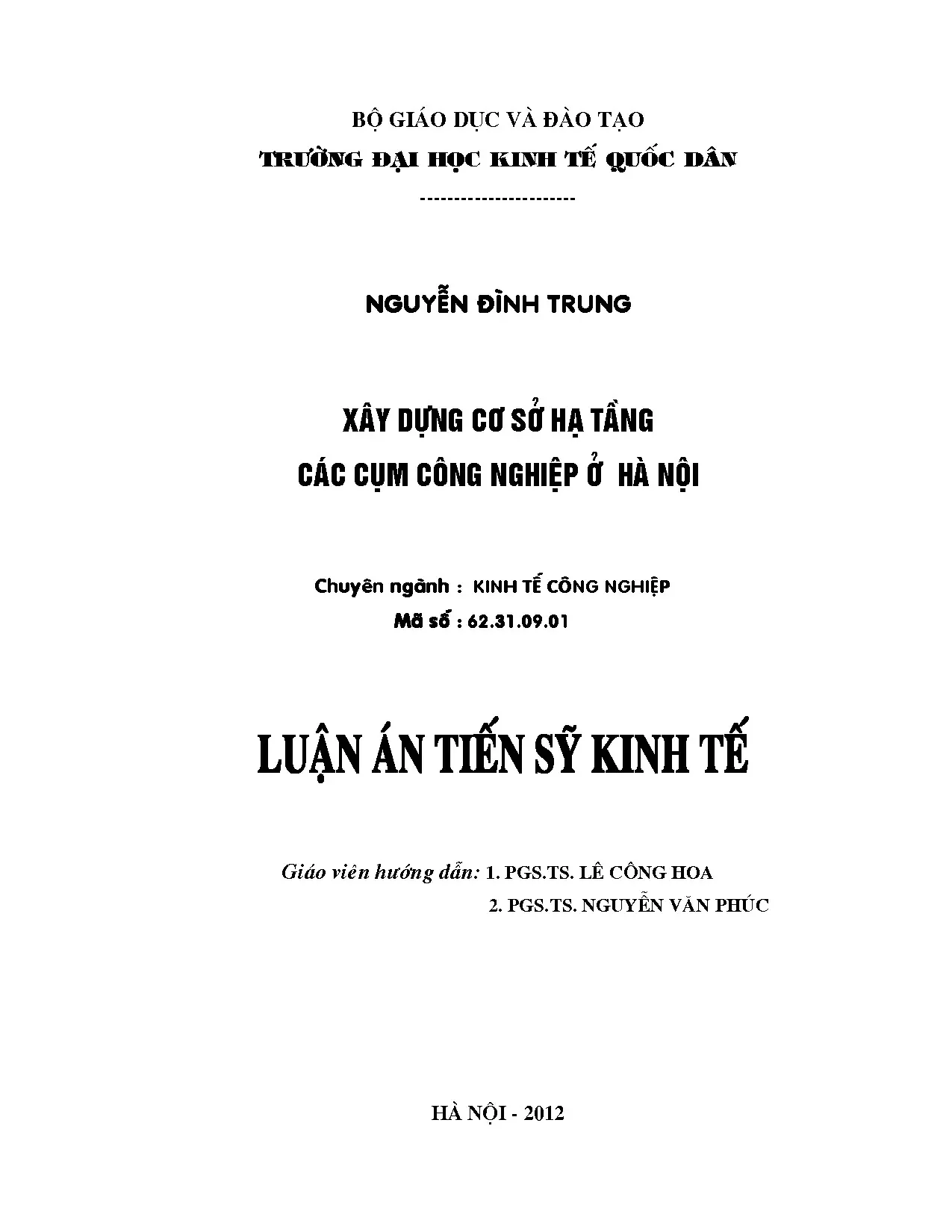 Xây dựng cơ sở hạ tầng cụm công nghiệp Hà Nội - Luận án tiến sĩ