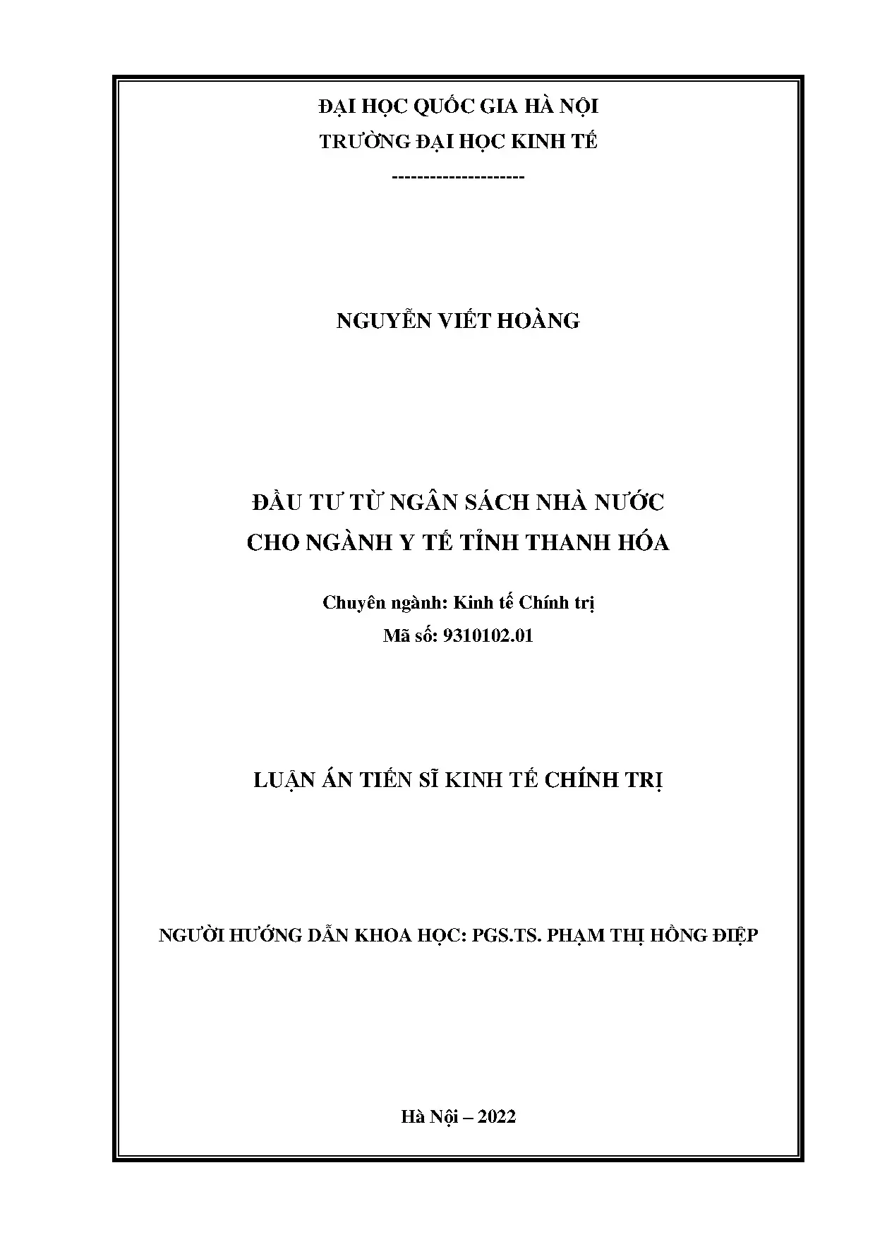 Đầu tư ngân sách nhà nước cho ngành y tế tỉnh Thanh Hóa