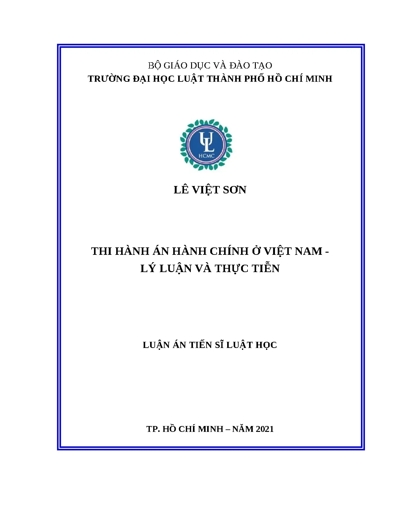 Luận án thi hành án hành chính ở Việt Nam: Lý luận và thực tiễn