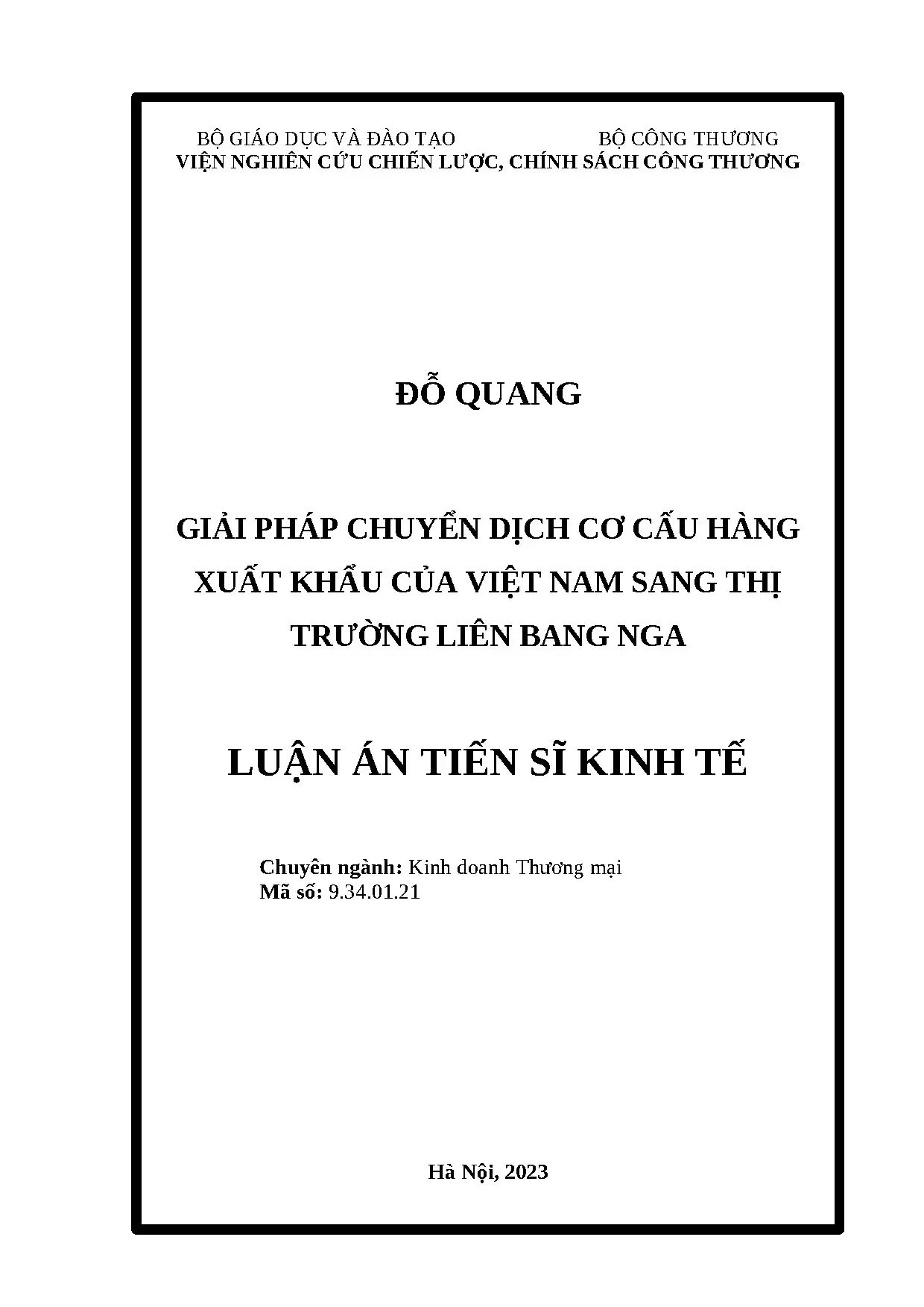 Chuyển dịch cơ cấu hàng xuất khẩu Việt Nam sang Nga