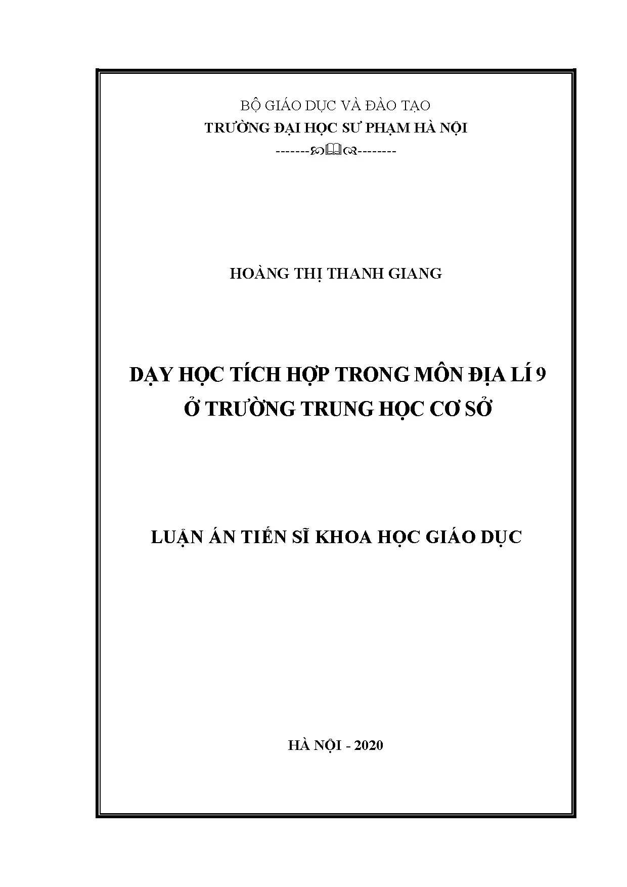 Dạy học tích hợp Địa lí 9 THCS: Luận án TS