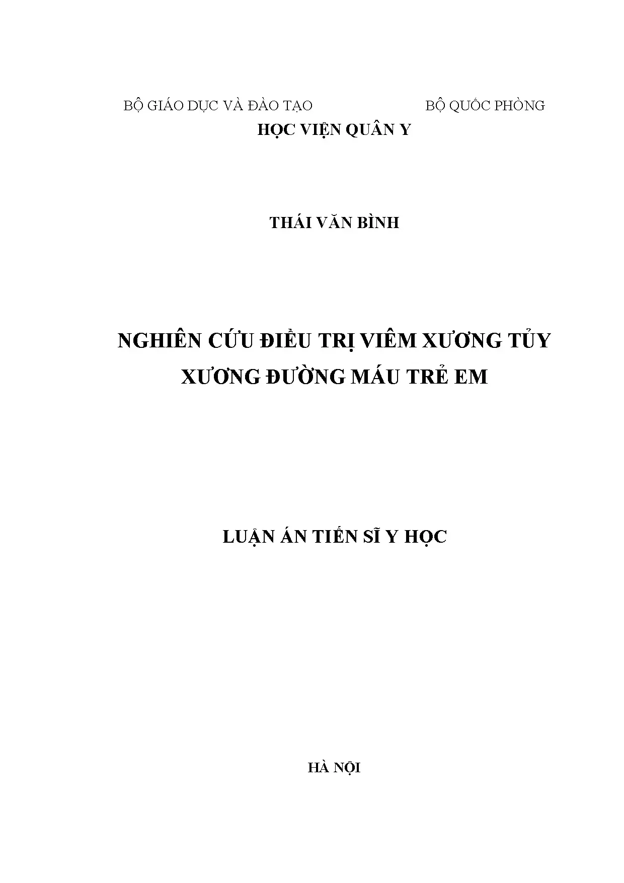 Nghiên cứu điều trị viêm xương tủy xương đường máu trẻ em