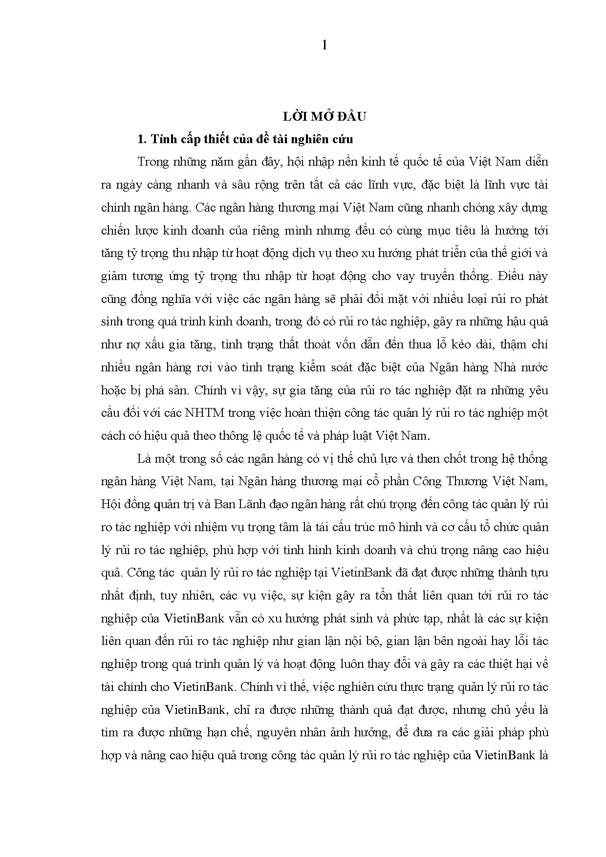 Quản lý rủi ro tác nghiệp ngân hàng thương mại cổ phần Công Thương Việt Nam