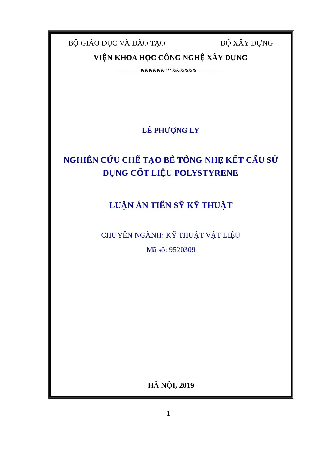 Nghiên cứu chế tạo bê tông nhẹ kết cấu từ cốt liệu polystyrene