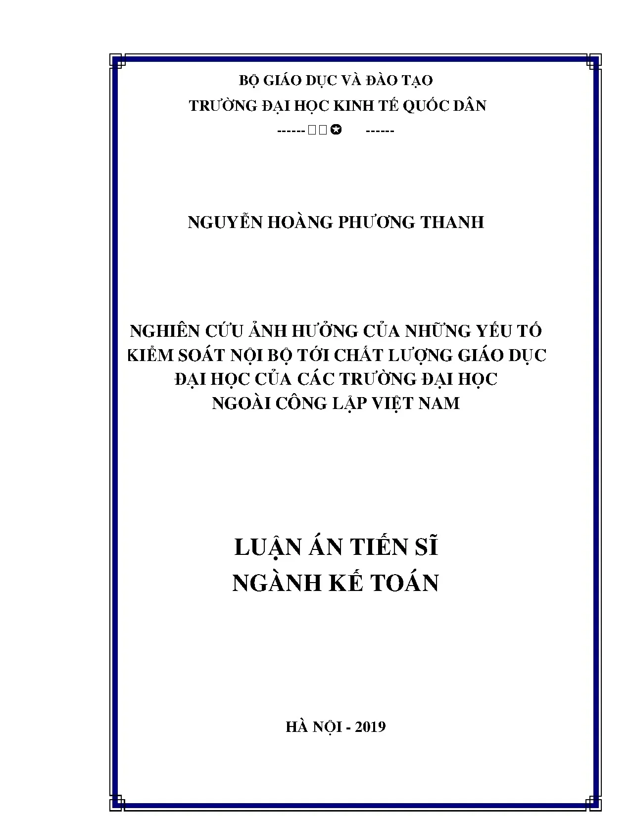 Ảnh hưởng kiểm soát nội bộ tới chất lượng giáo dục đại học