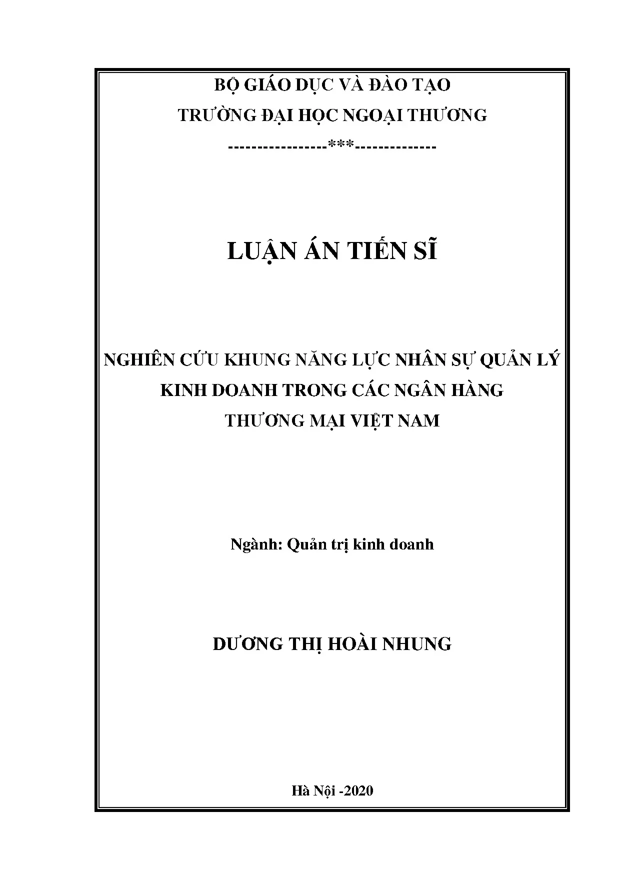 Khung Năng Lực Nhân Sự Quản Lý Kinh Doanh Ngân Hàng TMCP VN