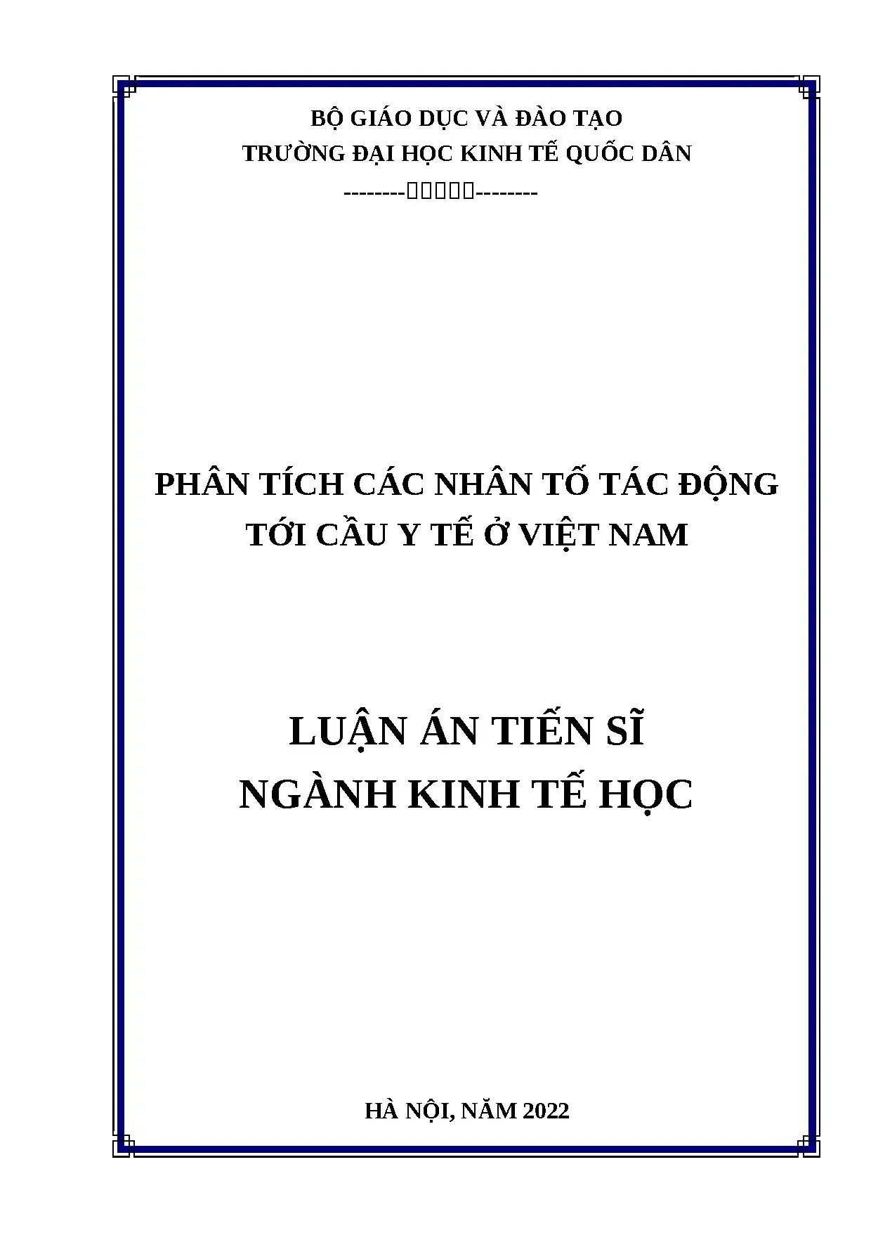 Phân tích nhân tố tác động đến cầu y tế tại Việt Nam