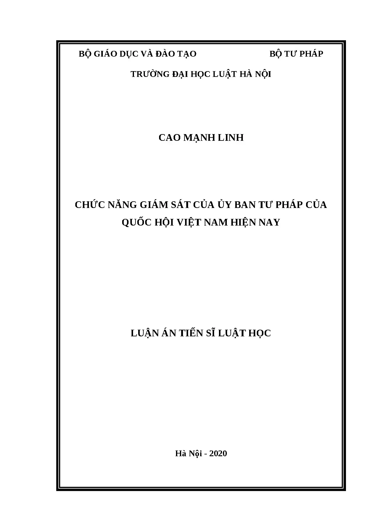 Nghiên cứu chức năng giám sát của Ủy ban Tư pháp
