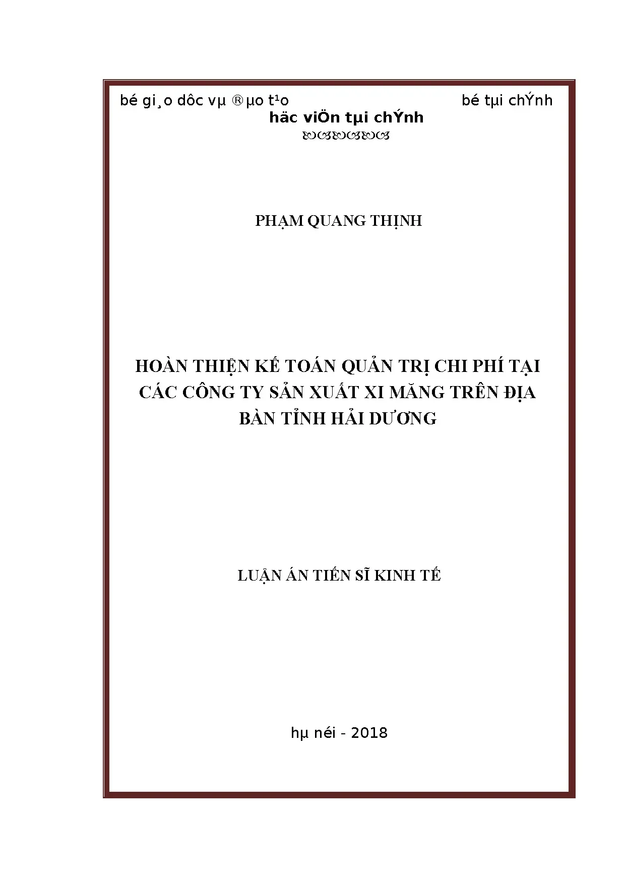 Hoàn thiện kế toán quản trị chi phí công ty xi măng Hải Dương