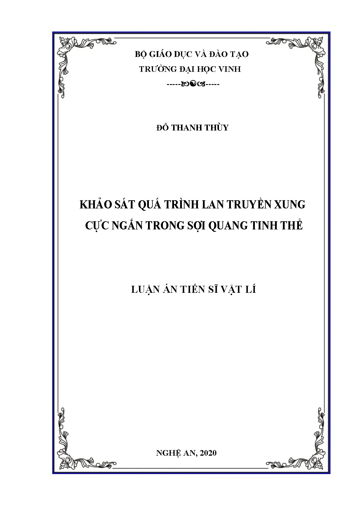 Khảo sát lan truyền xung cực ngắn trong sợi quang tinh thể