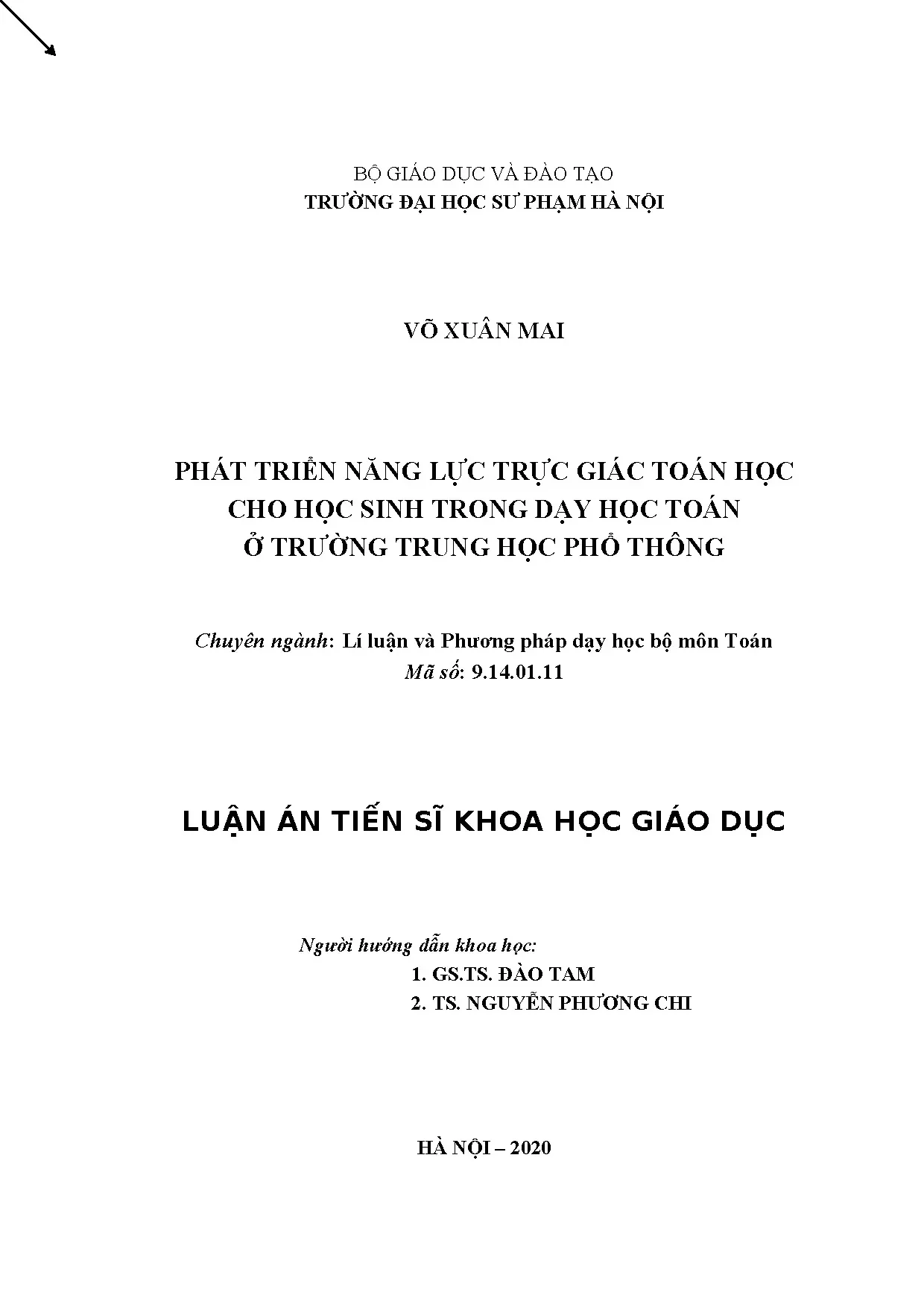 Phát triển trực giác toán học cho học sinh THPT