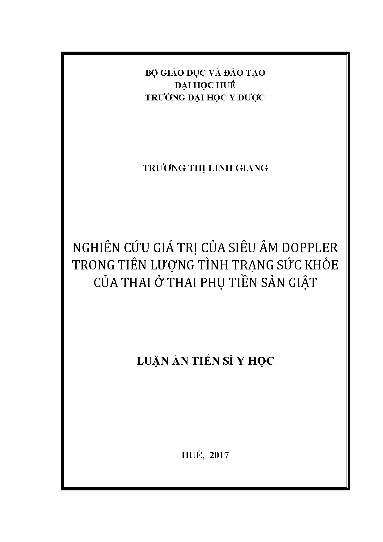 Siêu âm Doppler và tiên lượng sức khỏe thai trong tiền sản giật