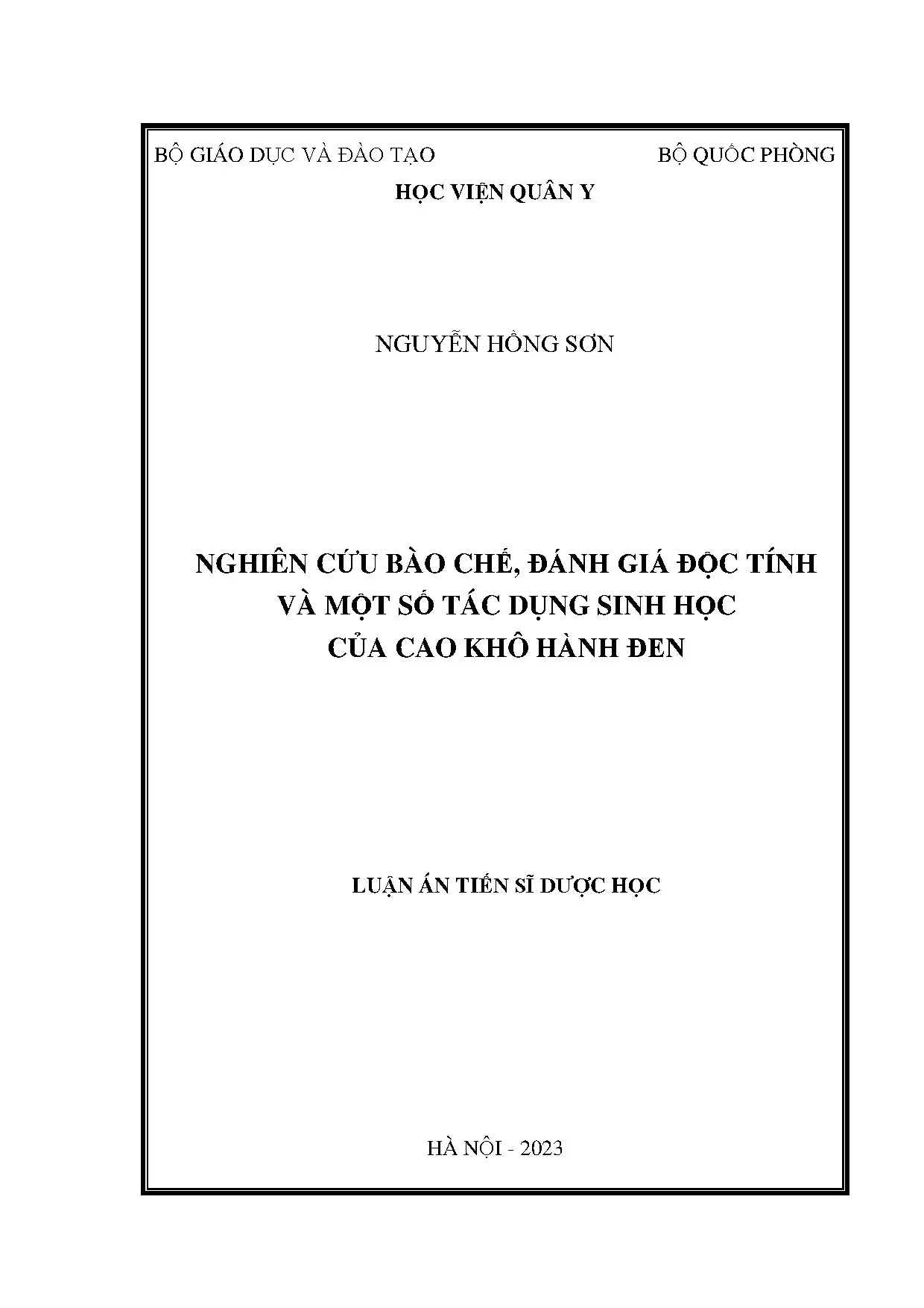 Nghiên cứu bào chế và tác dụng sinh học của cao khô hành đen