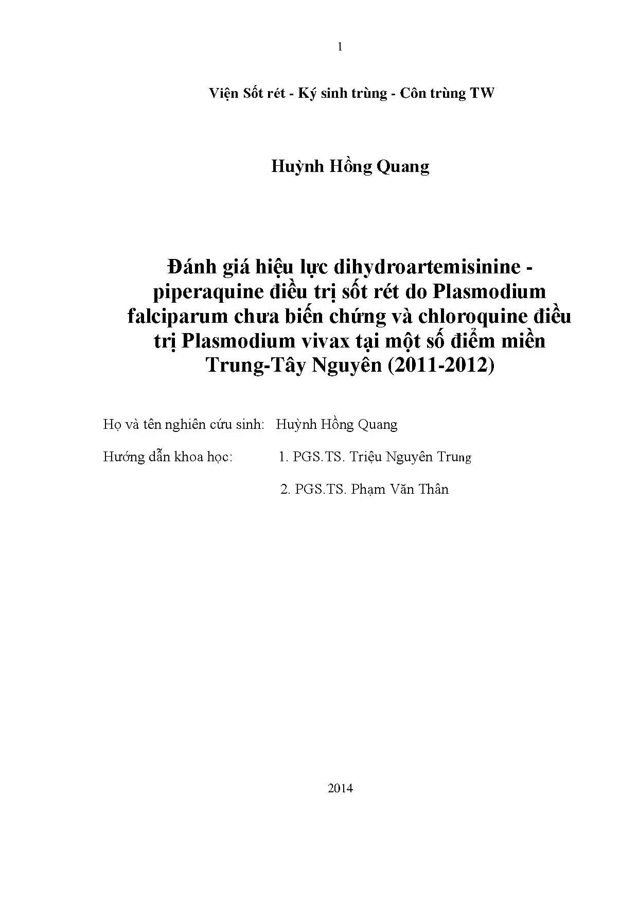 Hiệu lực thuốc sốt rét: ACTs và Chloroquine tại Tây Nguyên