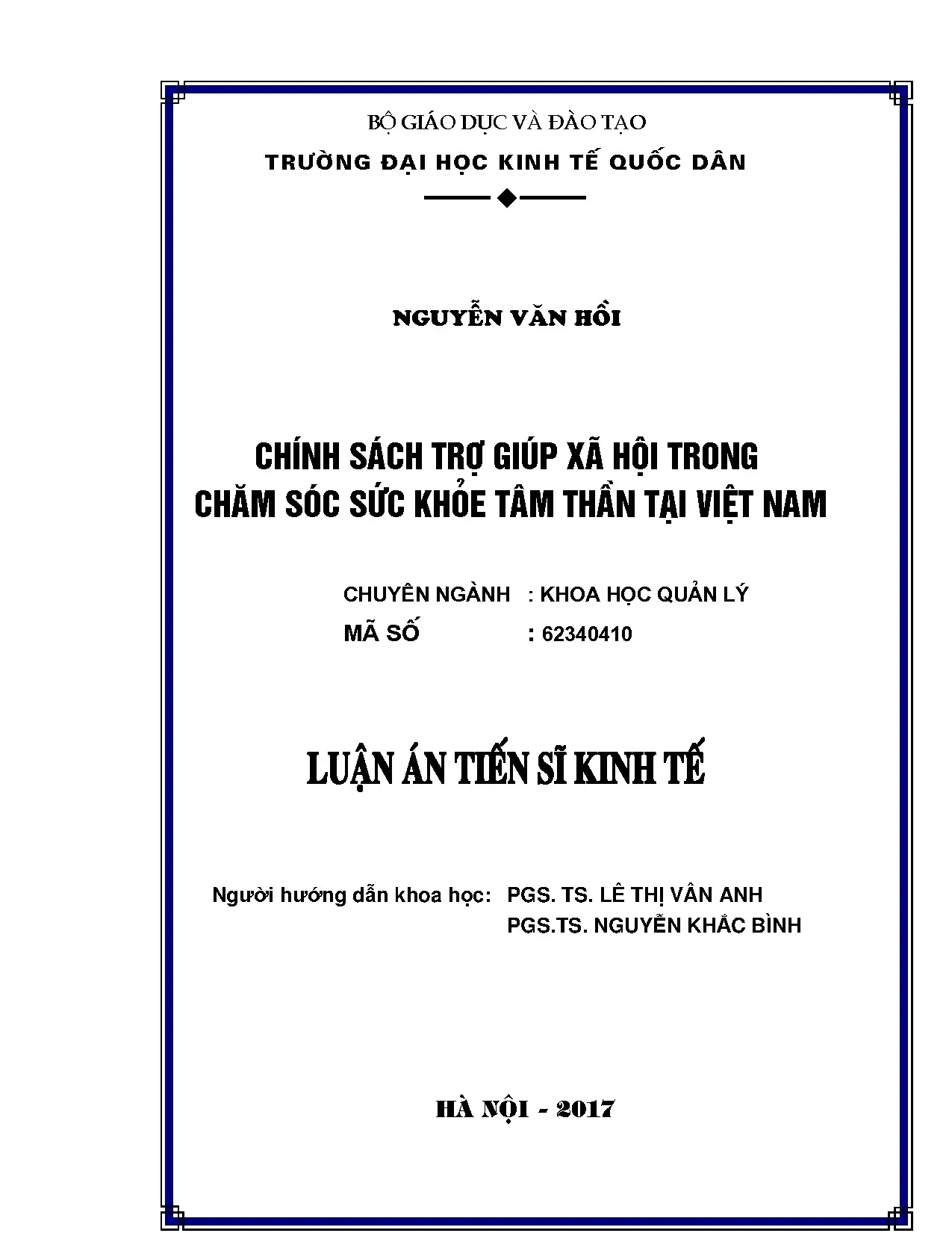 Chính sách trợ giúp xã hội trong chăm sóc sức khỏe tâm thần tại Việt Nam
