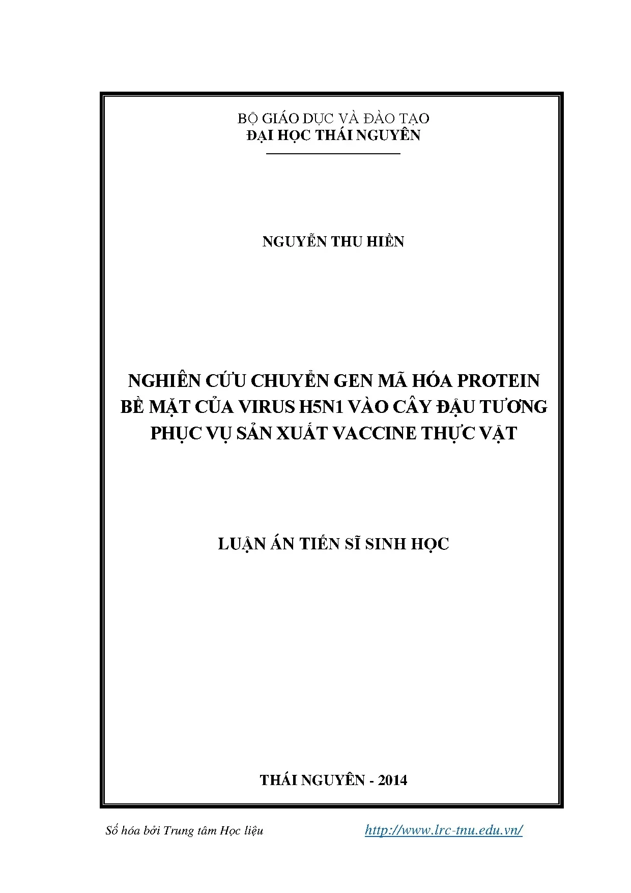 Chuyển gen protein bề mặt H5N1 vào đậu tương sản xuất vaccine thực vật