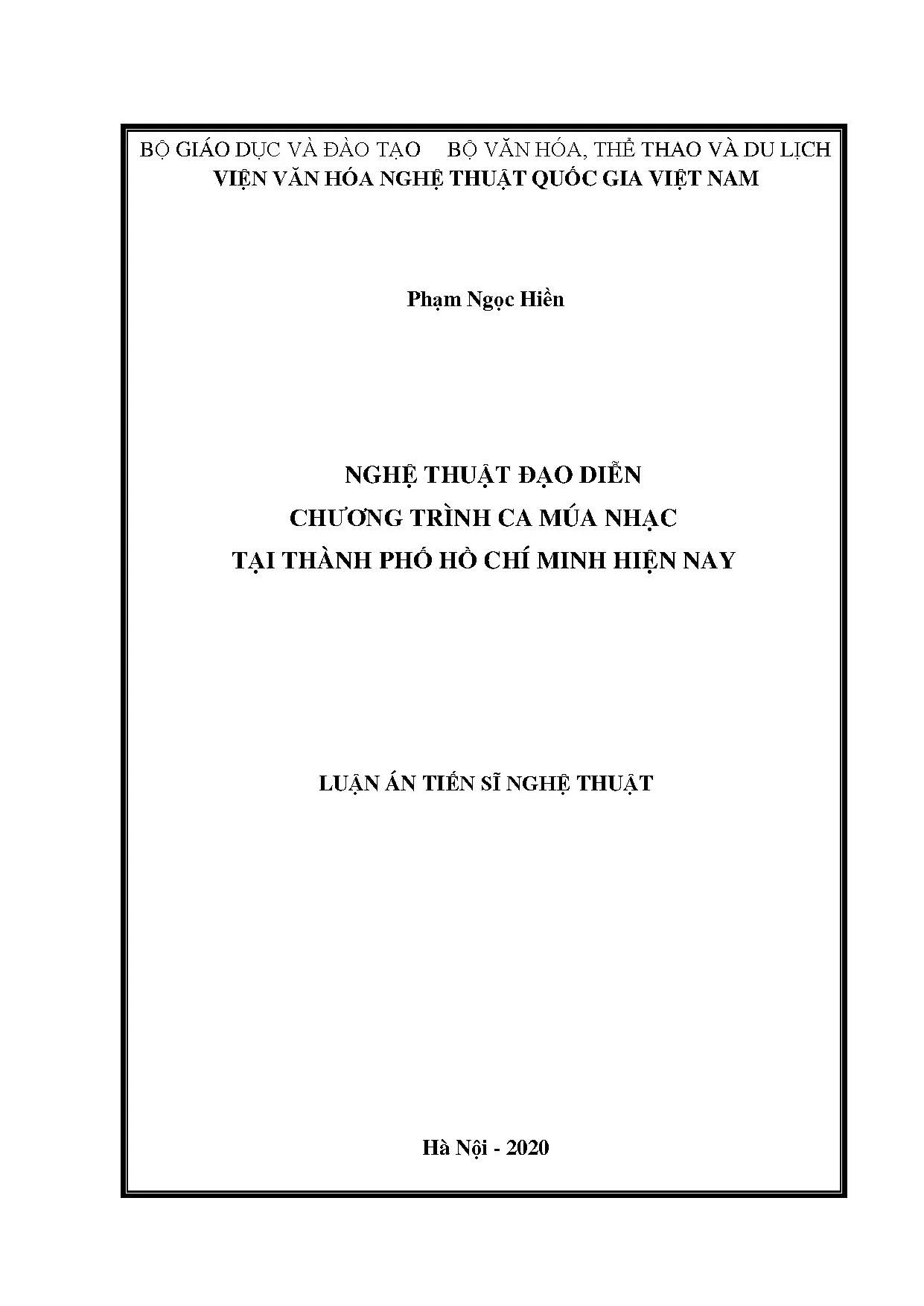 Luận án tiến sĩ nghệ thuật đạo diễn chương trình ca múa nhạc TP.HCM