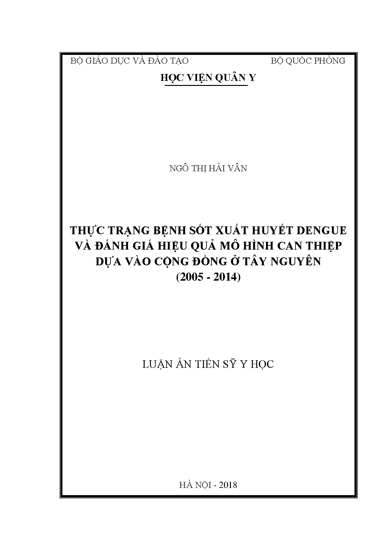 Thực trạng bệnh sốt xuất huyết Dengue tại Tây Nguyên