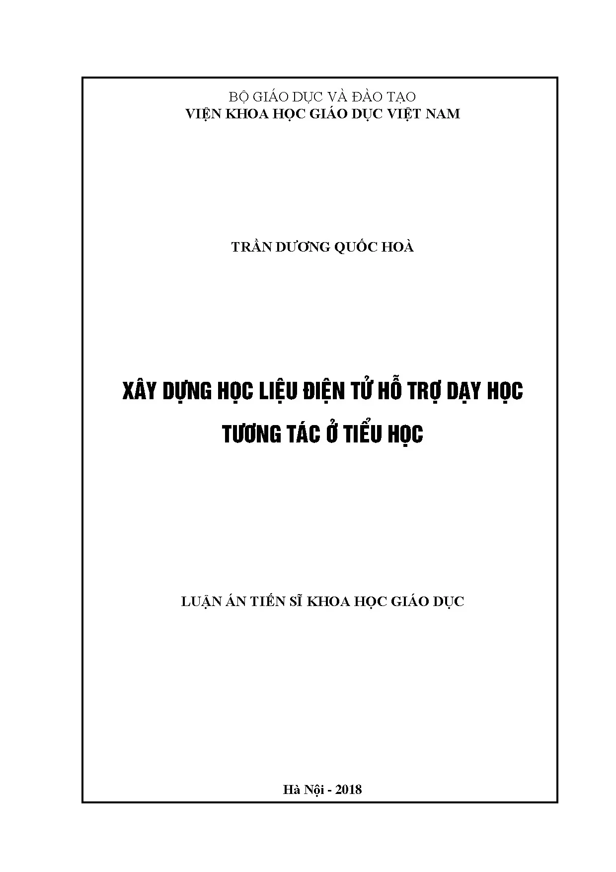 Luận án tiến sĩ xây dựng học liệu điện tử hỗ trợ dạy học tương tác tiểu học