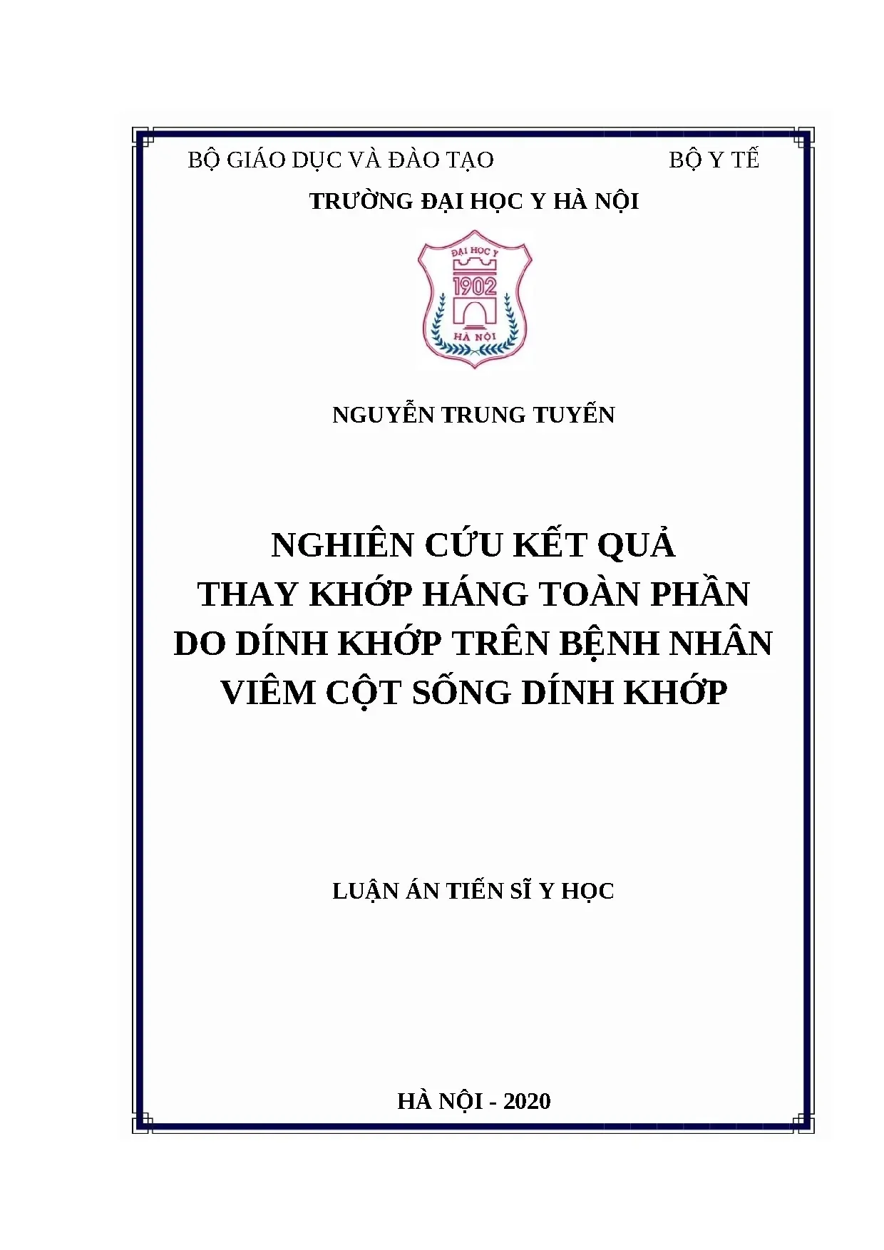 Kết quả thay khớp háng toàn phần do dính khớp ở bệnh nhân VCSDK