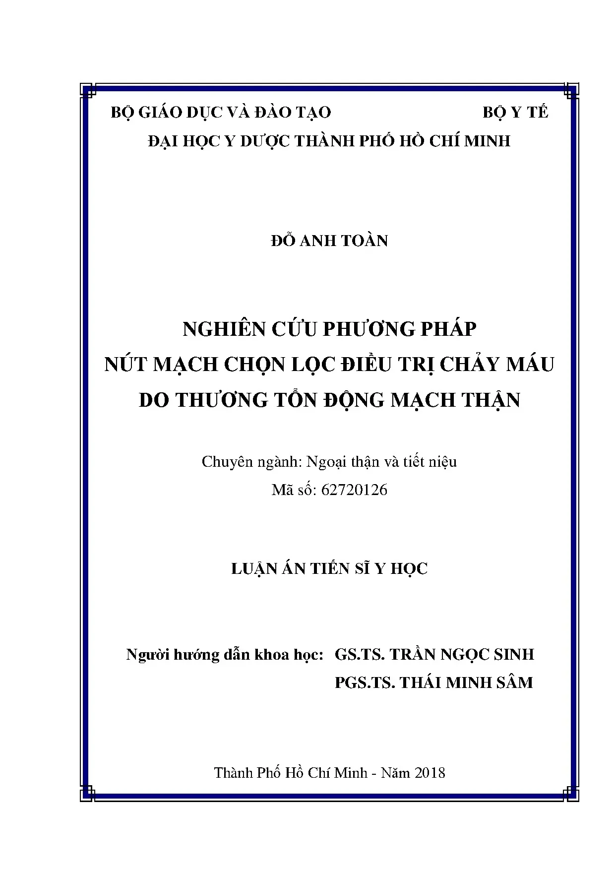 Nghiên cứu phương pháp nút mạch chọn lọc điều trị chảy máu động mạch thận