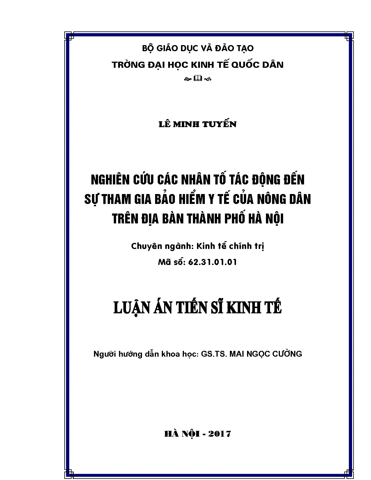 Nghiên cứu nhân tố tác động tham gia BHYT nông dân tại Hà Nội