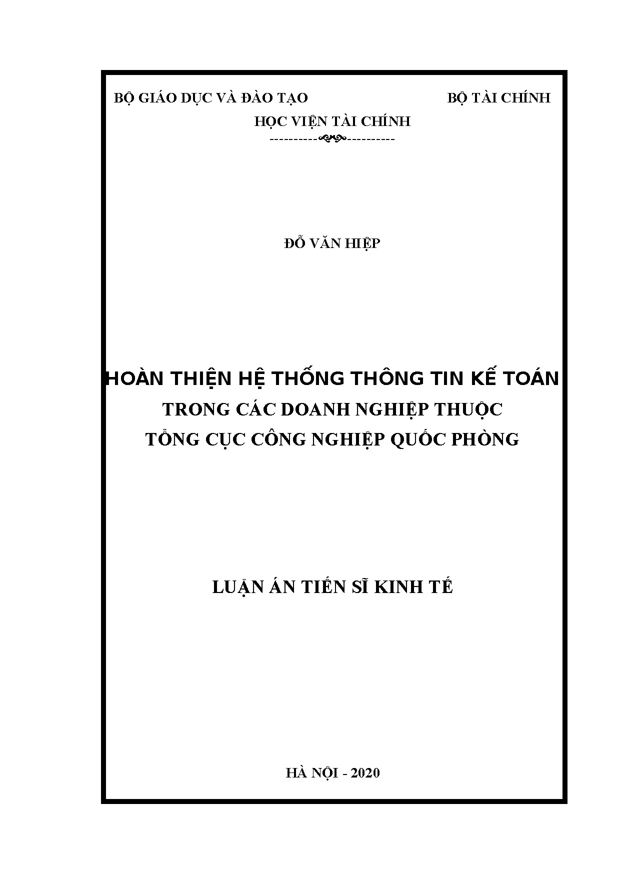 Hoàn thiện hệ thống thông tin kế toán trong doanh nghiệp quốc phòng