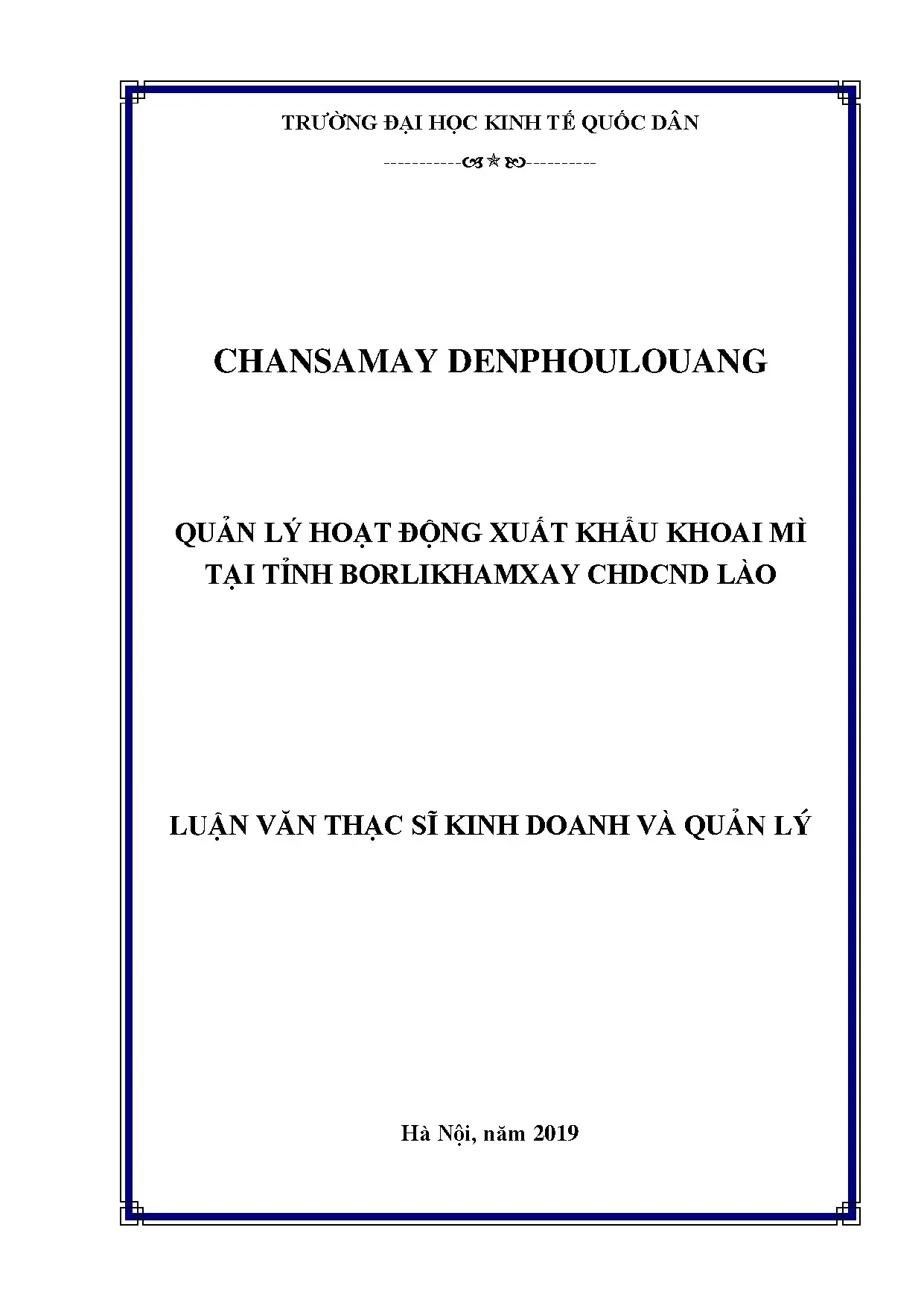 Quản lý xuất khẩu khoai mì tại Borlikhamxay, Lào