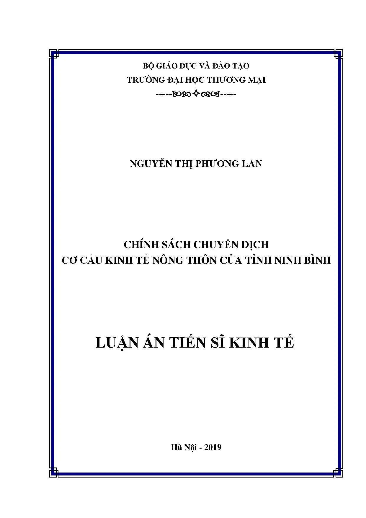 Chính sách chuyển dịch cơ cấu kinh tế nông thôn tỉnh Ninh Bình