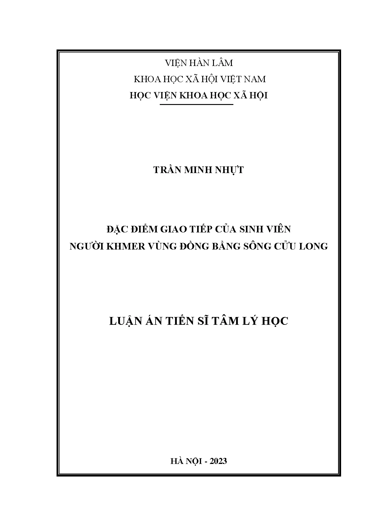 Đặc điểm giao tiếp sinh viên Khmer ĐBSCL - Luận án tiến sĩ tâm lý học
