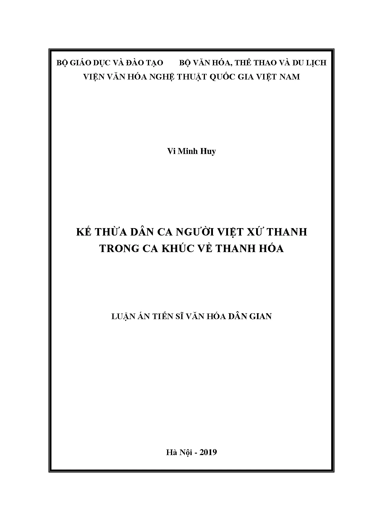 Kế thừa dân ca xứ Thanh trong ca khúc về Thanh Hóa luận án tiến sĩ